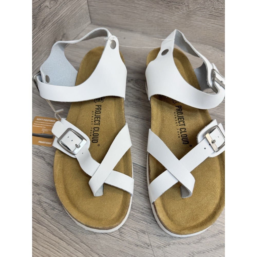 NEW! Project Cloud Barretta White Leather Wedge Sandals Women Size 10